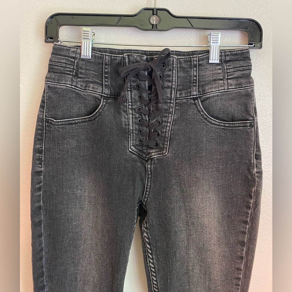 We The Free Black High Rise Lace-Up Jeans